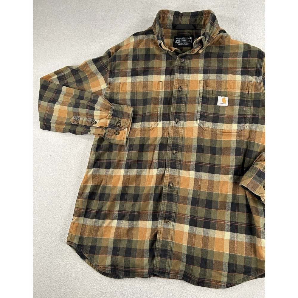 Carhartt Relaxed Fit Flannel Shirt Mens MEDIUM Plaid Button Workwear